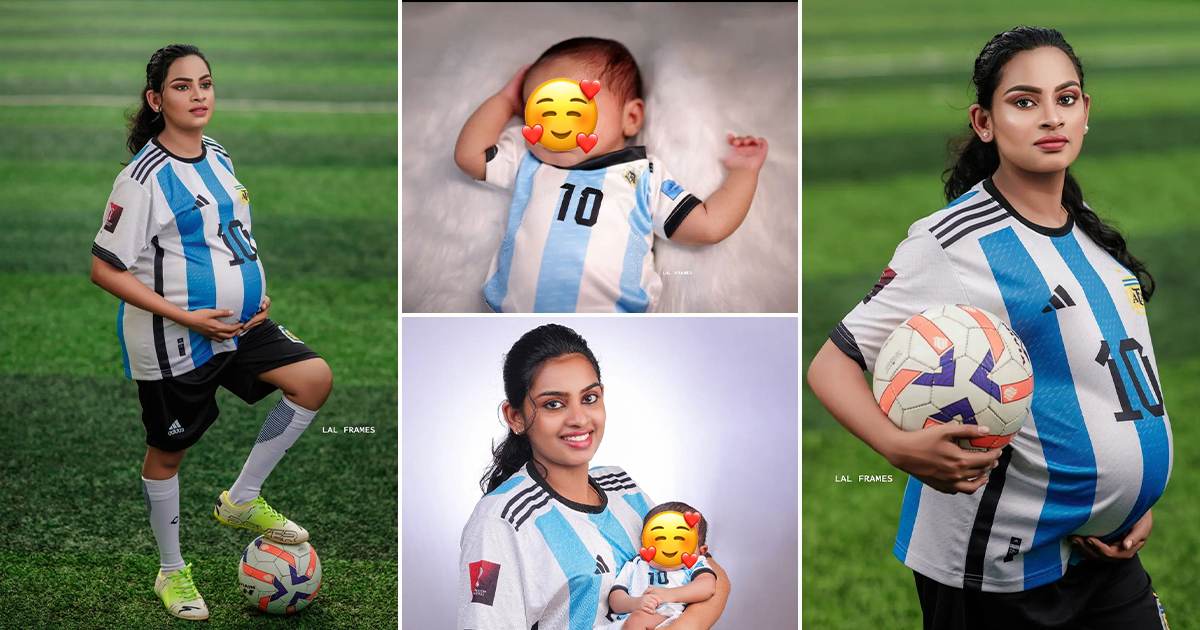 Argentina Fan Girl Sophiya Ranjith Maternity Photoshoot With Argentina Jersey Malayalam
