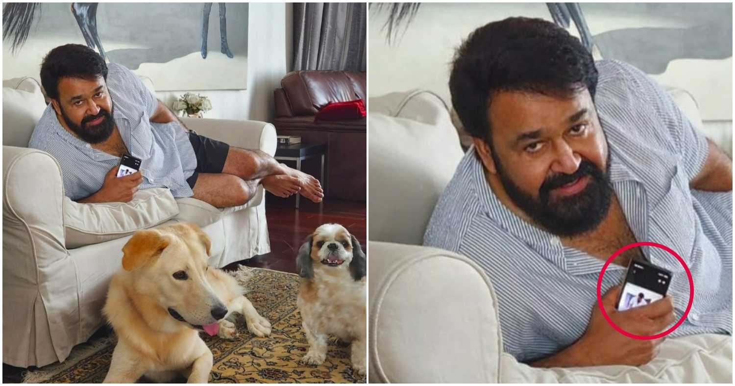 Mohanlal With His Pets Casper And Whiskey