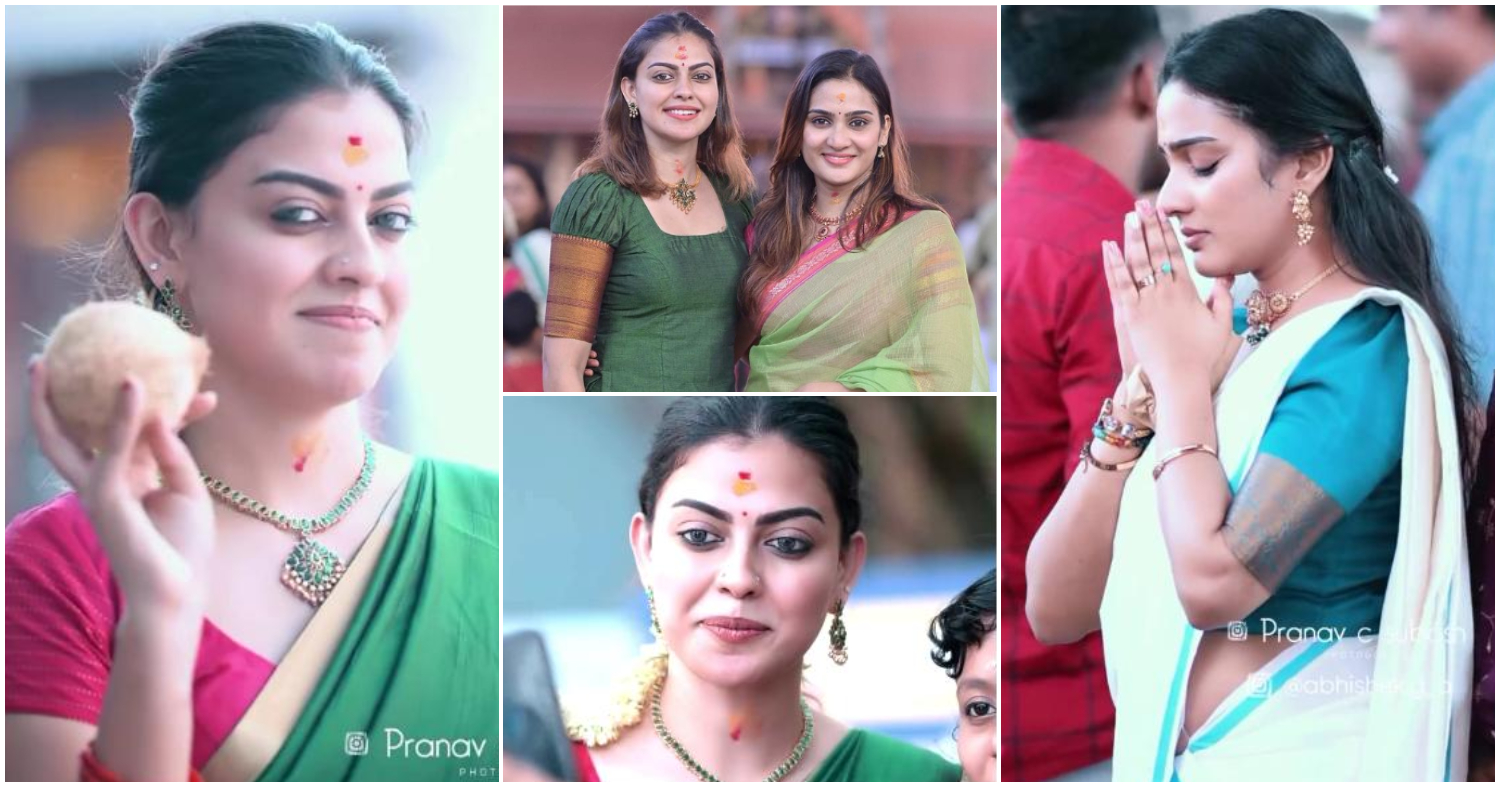 Anusree Nair And Aditi Ravi At Guruvayur Temple