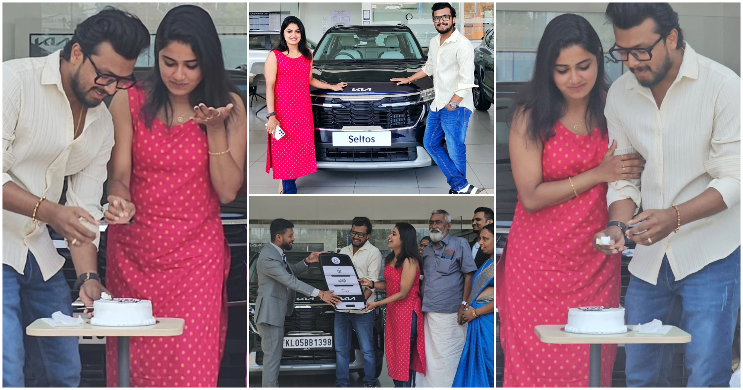 Haritha G Nair Buy New Vehicle Kia With Husband Vinayak