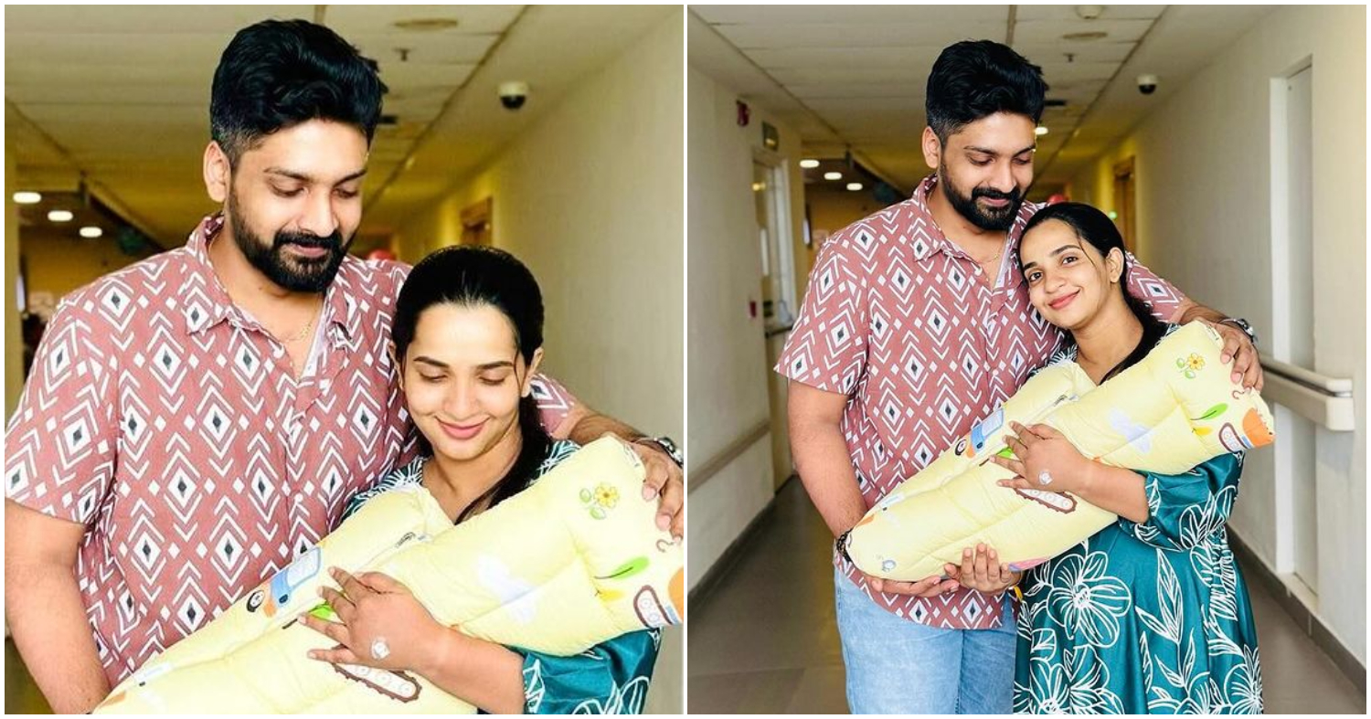 Malavika Krishnadas And Thejus Jyothi With Baby